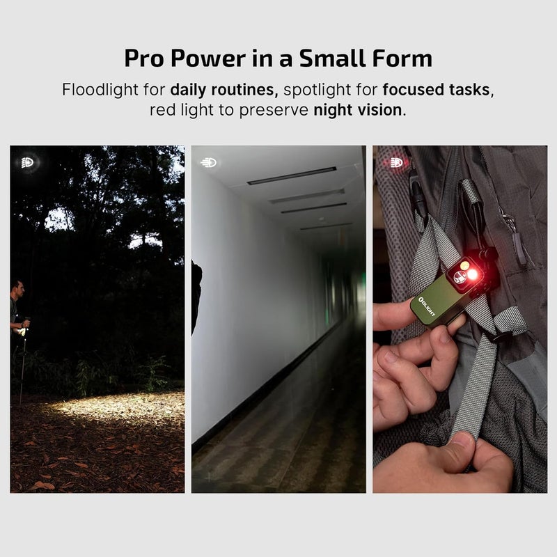 OLIGHT مصباح Oclip Pro EDC القابل للتعليق، قابل للشحن 500 لومن مع ثلاث حلول إضاءة، شحن Type-C، مصابيح مغناطيسية للإشارة، ركوب الدراجات، الاستخدام الخارجي أو الداخلي (أخضر OD) - Image 2